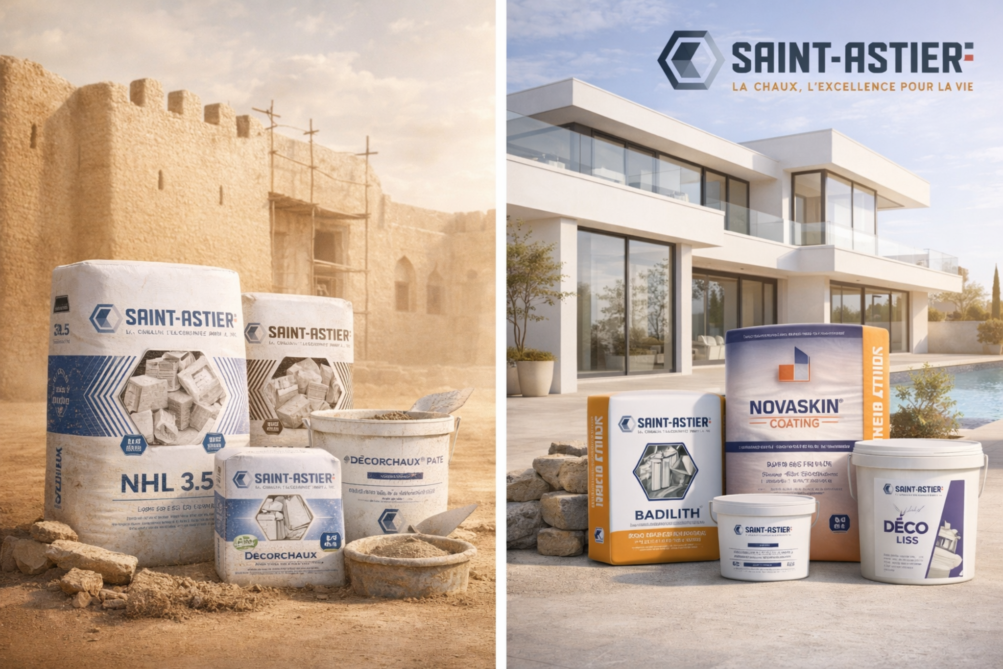 Chaux hydraulique naturelle Saint-Astier Maroc